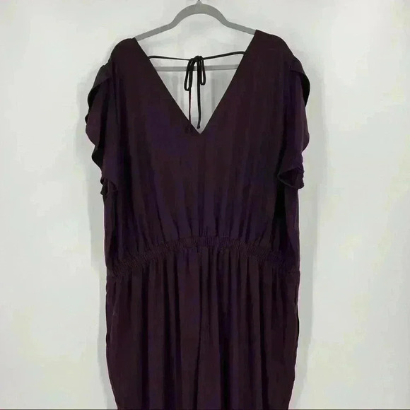 Loft Plus‎ Size Purple Petal Flutter Sleeve Tie Back Jumpsuit Size 24 NWT - Picture 7 of 14